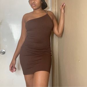 h&m ribbed one shoulder dress
